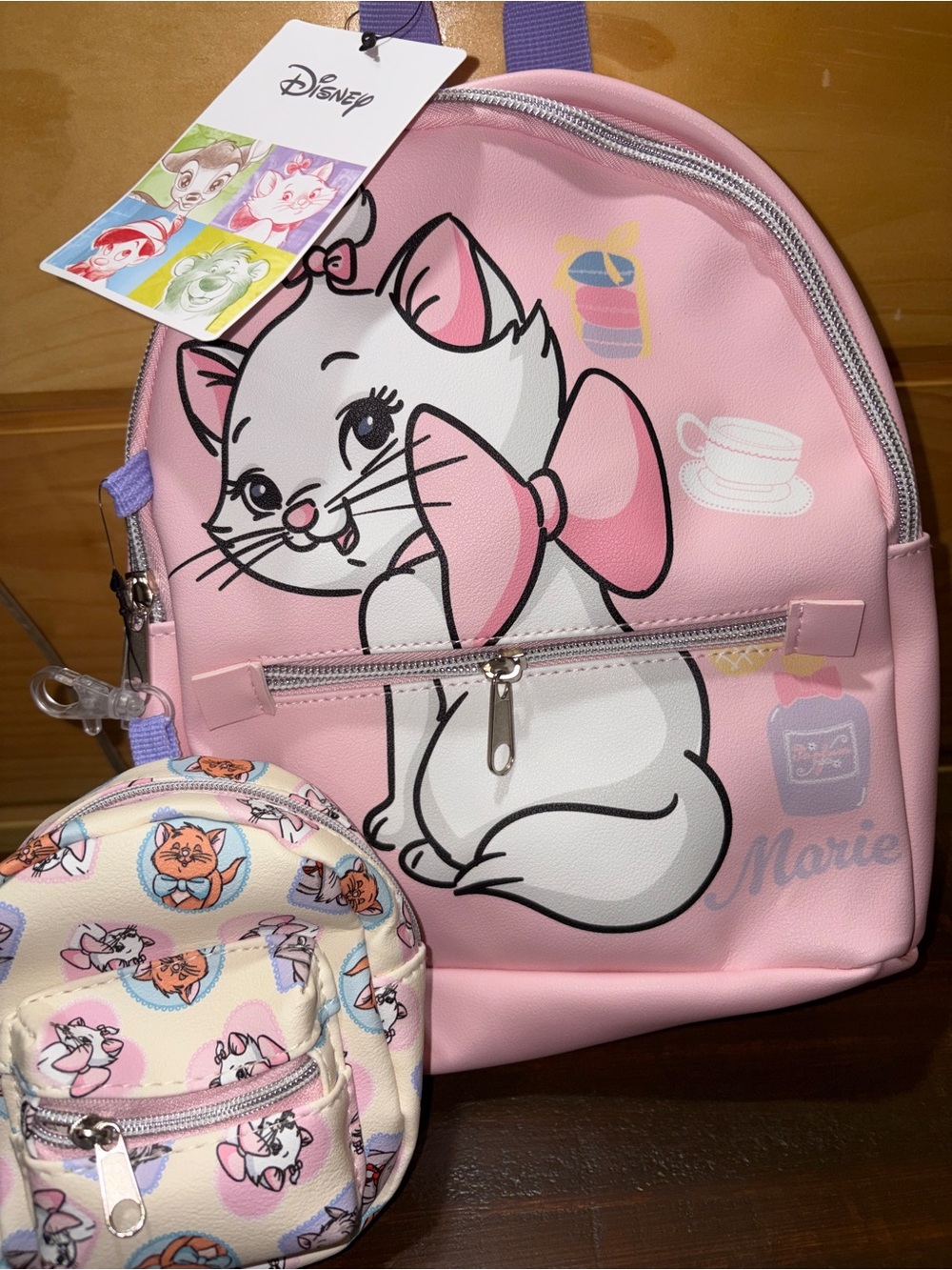 Disney Marie Aristocats Pink Mini Backpack Coin Purse Set NWT - Picture 2 of 7